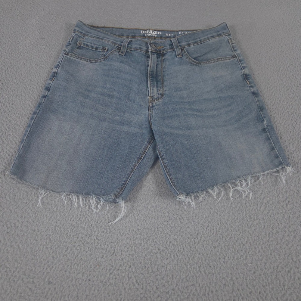 Denizen from Levi's Shorts Mens 33 Blue 231‎ Athletic Fit Raw Hem Cutoff Denim